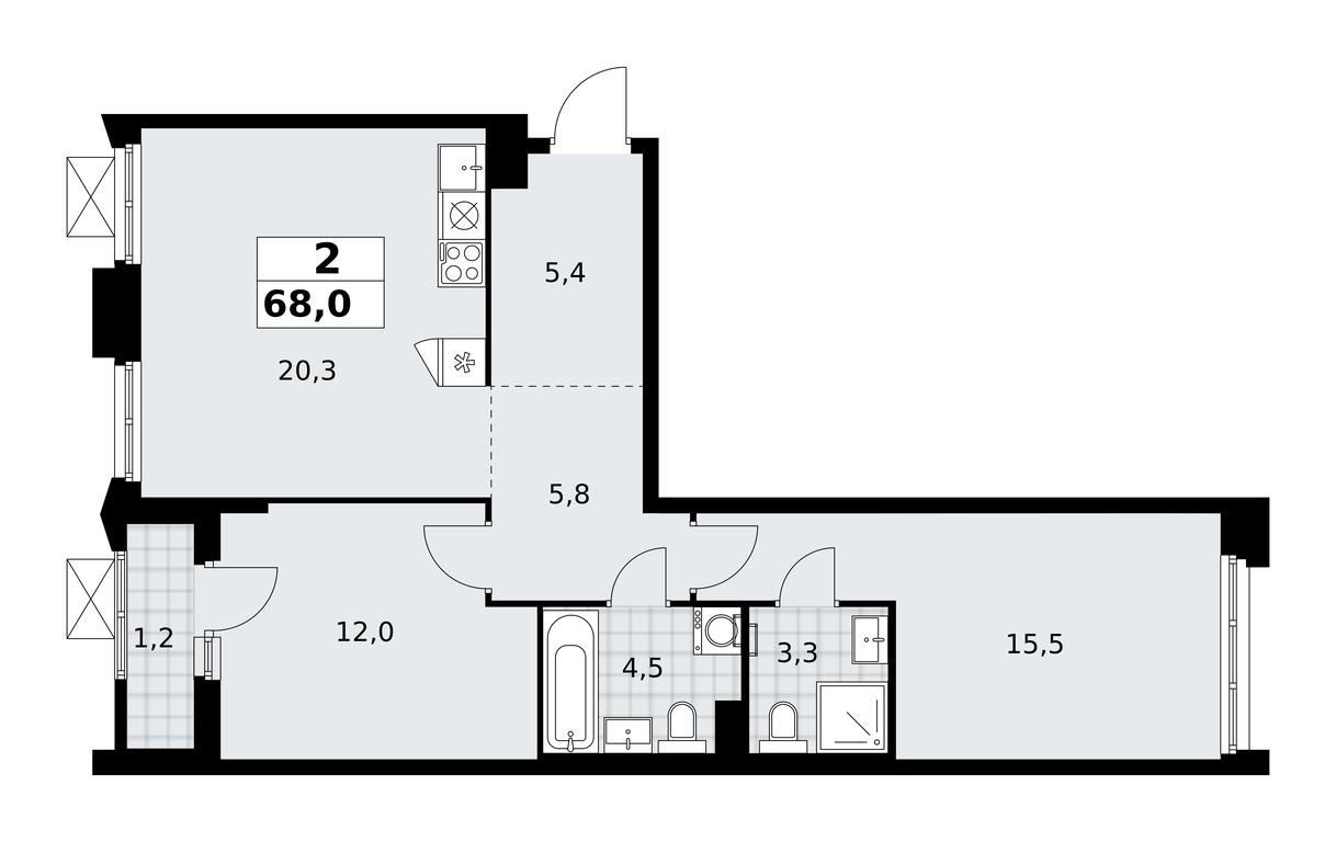 1-BD Apartment Sale, 68平方米 at Desnarechie, kvartal № 23, Desyonovskoye Settlement, Moscow, Russia #2 1-BD Apartment Sale, 68平方米 at Desnarechie, kvartal № 23, Desyonovskoye Settlement, Moscow, Russia #2