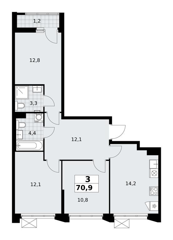 2-BD Apartment Sale, 70.9 sq. m. at Desnarechie, kvartal № 23, Desyonovskoye Settlement, Moscow, Russia #2 2-BD Apartment Sale, 70.9 sq. m. at Desnarechie, kvartal № 23, Desyonovskoye Settlement, Moscow, Russia #2