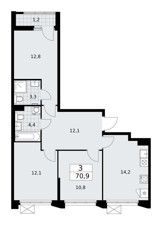2-BD Apartment Sale, 70.9 sq. m. at Desnarechie, kvartal № 23, Desyonovskoye Settlement, Moscow, Russia #1 2-BD Apartment Sale, 70.9 sq. m. at Desnarechie, kvartal № 23, Desyonovskoye Settlement, Moscow, Russia #1