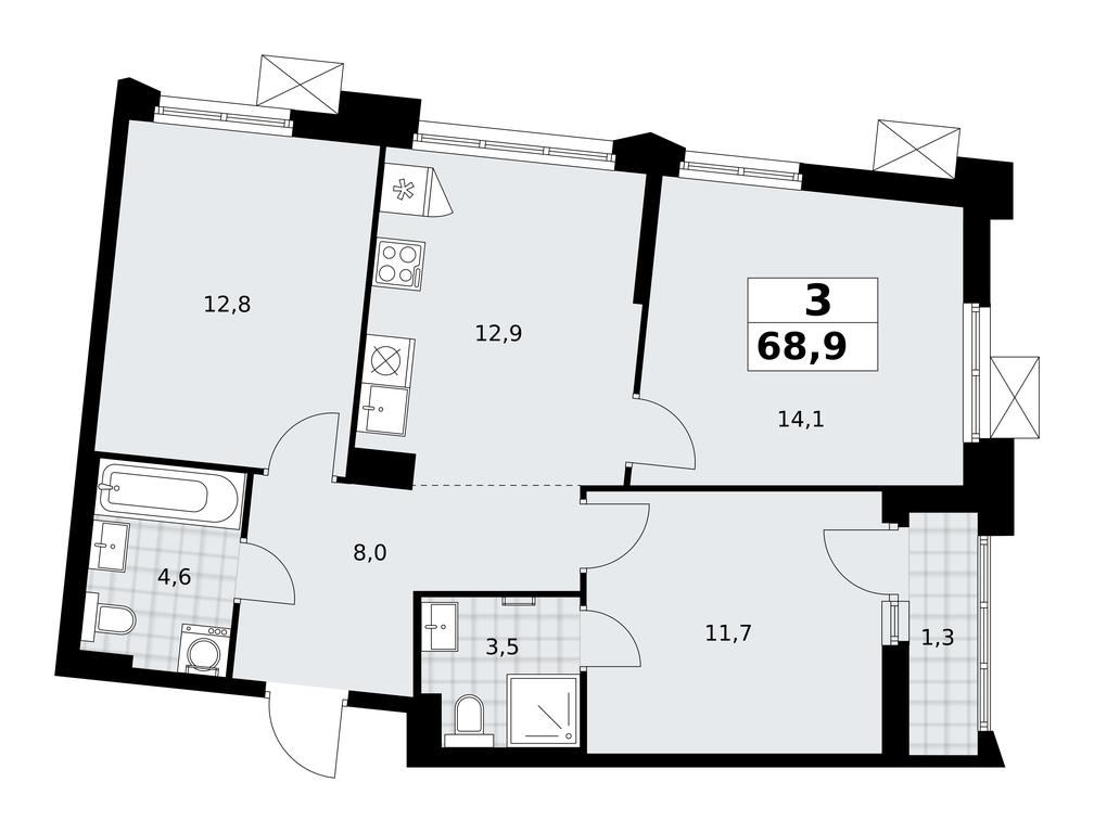 2-BD Apartment Sale, 68.9 sq. m. at Desnarechie, kvartal № 23, Desyonovskoye Settlement, Moscow, Russia #2 2-BD Apartment Sale, 68.9 sq. m. at Desnarechie, kvartal № 23, Desyonovskoye Settlement, Moscow, Russia #2