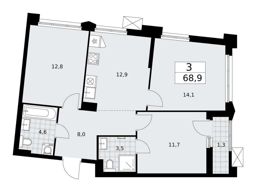 2-BD Apartment Sale, 68.9 sq. m. at Desnarechie, kvartal № 23, Desyonovskoye Settlement, Moscow, Russia #1 2-BD Apartment Sale, 68.9 sq. m. at Desnarechie, kvartal № 23, Desyonovskoye Settlement, Moscow, Russia #1