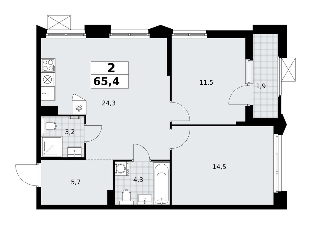 1-BD Apartment Sale, 65.4 sq. m. at Desnarechie, kvartal № 23, Desyonovskoye Settlement, Moscow, Russia #2 1-BD Apartment Sale, 65.4 sq. m. at Desnarechie, kvartal № 23, Desyonovskoye Settlement, Moscow, Russia #2