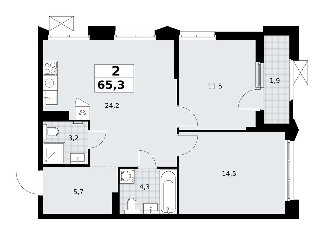 1-BD Apartment Sale, 65.3平方米 at Desnarechie, kvartal № 23, Desyonovskoye Settlement, Moscow, Russia #2 1-BD Apartment Sale, 65.3平方米 at Desnarechie, kvartal № 23, Desyonovskoye Settlement, Moscow, Russia #2