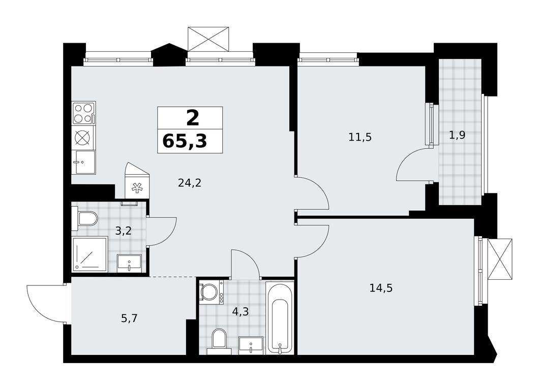 1-BD Apartment Sale, 65.3 sq. m. at Desnarechie, kvartal № 23, Desyonovskoye Settlement, Moscow, Russia #2 1-BD Apartment Sale, 65.3 sq. m. at Desnarechie, kvartal № 23, Desyonovskoye Settlement, Moscow, Russia #2