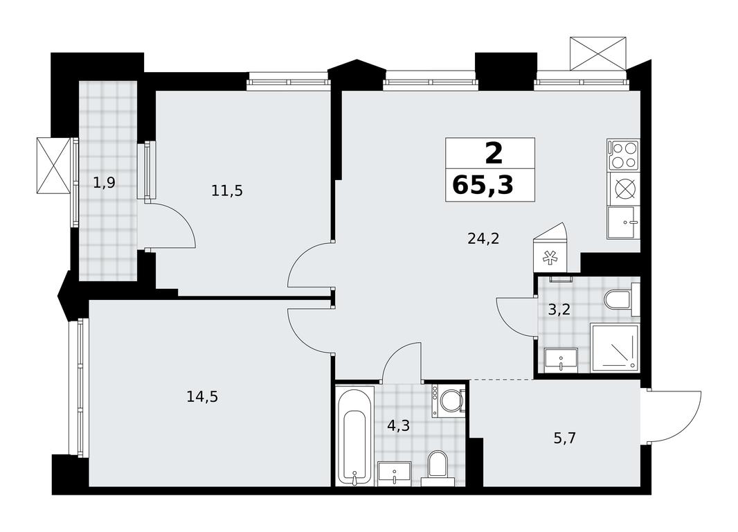 1-BD Apartment Sale, 65.3 sq. m. at Desnarechie, kvartal № 23, Desyonovskoye Settlement, Moscow, Russia #2 1-BD Apartment Sale, 65.3 sq. m. at Desnarechie, kvartal № 23, Desyonovskoye Settlement, Moscow, Russia #2