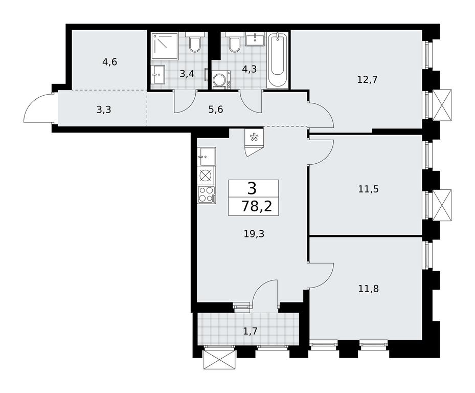 2-BD Apartment Sale, 78.2平方米 at Desnarechie, kvartal № 23, Desyonovskoye Settlement, Moscow, Russia #1 2-BD Apartment Sale, 78.2平方米 at Desnarechie, kvartal № 23, Desyonovskoye Settlement, Moscow, Russia #1