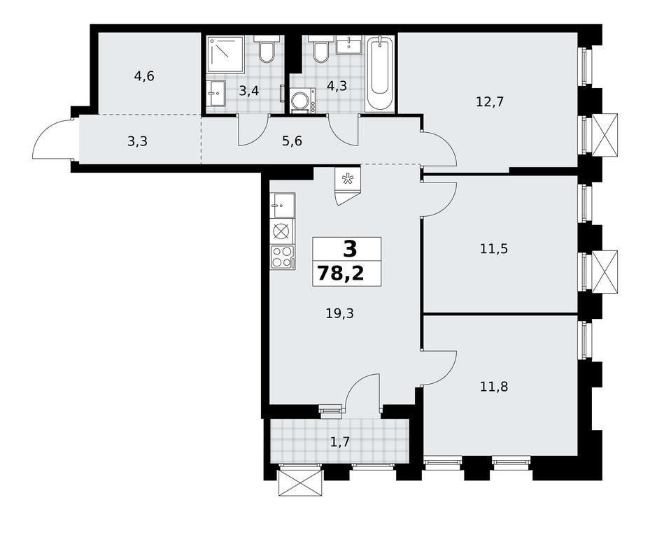 2-BD Apartment Sale, 78.2平方米 at Desnarechie, kvartal № 23, Desyonovskoye Settlement, Moscow, Russia #2 2-BD Apartment Sale, 78.2平方米 at Desnarechie, kvartal № 23, Desyonovskoye Settlement, Moscow, Russia #2
