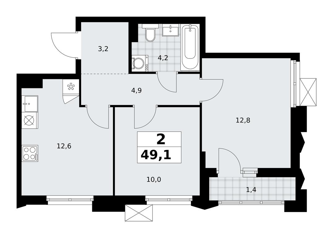 1-BD Apartment Sale, 49.1 sq. m. at Desnarechie, kvartal № 23, Desyonovskoye Settlement, Moscow, Russia #2 1-BD Apartment Sale, 49.1 sq. m. at Desnarechie, kvartal № 23, Desyonovskoye Settlement, Moscow, Russia #2