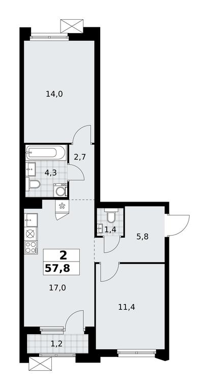 1-BD Apartment Sale, 57.8 sq. m. at Desnarechie, kvartal № 23, Desyonovskoye Settlement, Moscow, Russia #2 1-BD Apartment Sale, 57.8 sq. m. at Desnarechie, kvartal № 23, Desyonovskoye Settlement, Moscow, Russia #2