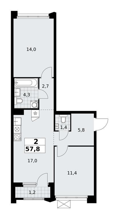 1-BD Apartment Sale, 57.8 sq. m. at Desnarechie, kvartal № 23, Desyonovskoye Settlement, Moscow, Russia #2 1-BD Apartment Sale, 57.8 sq. m. at Desnarechie, kvartal № 23, Desyonovskoye Settlement, Moscow, Russia #2