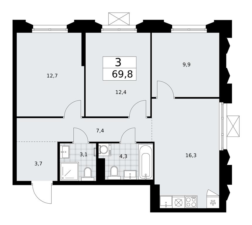 2-BD Apartment Sale, 69.8 sq. m. at Desnarechie, kvartal № 23, Desyonovskoye Settlement, Moscow, Russia #1 2-BD Apartment Sale, 69.8 sq. m. at Desnarechie, kvartal № 23, Desyonovskoye Settlement, Moscow, Russia #1
