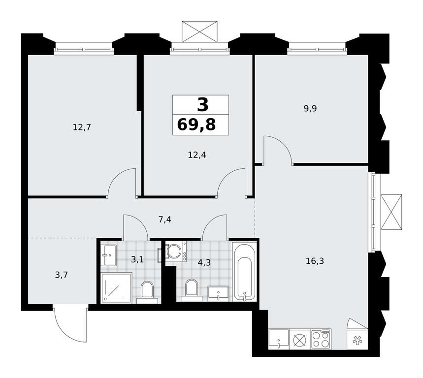 2-BD Apartment Sale, 69.8 sq. m. at Desnarechie, kvartal № 23, Desyonovskoye Settlement, Moscow, Russia #2 2-BD Apartment Sale, 69.8 sq. m. at Desnarechie, kvartal № 23, Desyonovskoye Settlement, Moscow, Russia #2