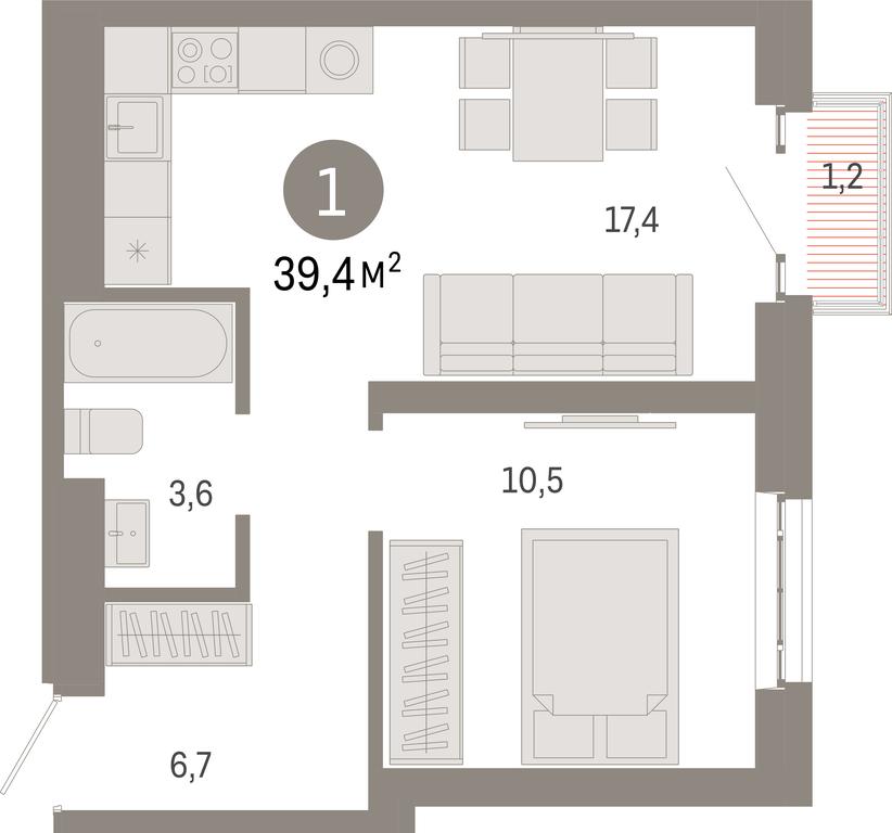 1-BD Apartment Sale, 39.4 sq. m. at Kvartal Metronom, Tagilskaya Street, Moscow, Russia #1