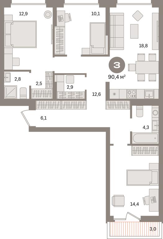 3-BD Apartment Sale, 90.4 sq. m. at Pervy kvartal, Kalinovaya ulitsa, derevnya Sapronovo, Leninskiy City District, Moscow Region, Russia #1 3-BD Apartment Sale, 90.4 sq. m. at Pervy kvartal, Kalinovaya ulitsa, derevnya Sapronovo, Leninskiy City District, Moscow Region, Russia #1