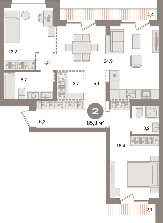 2-BD Apartment Sale, 85.3平方米 at Pervy kvartal, Kalinovaya ulitsa, derevnya Sapronovo, Leninskiy City District, Moscow Region, Russia #1 2-BD Apartment Sale, 85.3平方米 at Pervy kvartal, Kalinovaya ulitsa, derevnya Sapronovo, Leninskiy City District, Moscow Region, Russia #1
