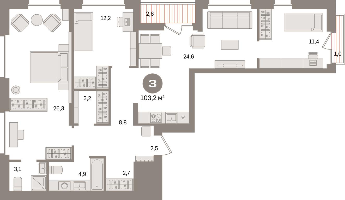 3-BD Apartment Sale, 103.2 sq. m. at Pervy kvartal, Kalinovaya ulitsa, derevnya Sapronovo, Leninskiy City District, Moscow Region, Russia #1 3-BD Apartment Sale, 103.2 sq. m. at Pervy kvartal, Kalinovaya ulitsa, derevnya Sapronovo, Leninskiy City District, Moscow Region, Russia #1