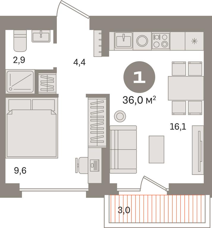 1-BD Apartment Sale, 36 sq. m. at Pervy kvartal, Kalinovaya ulitsa, derevnya Sapronovo, Leninskiy City District, Moscow Region, Russia #1