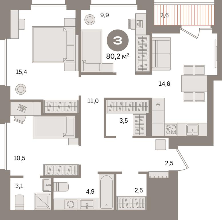 3-BD Apartment Sale, 80.2 sq. m. at Pervy kvartal, Kalinovaya ulitsa, derevnya Sapronovo, Leninskiy City District, Moscow Region, Russia #1 3-BD Apartment Sale, 80.2 sq. m. at Pervy kvartal, Kalinovaya ulitsa, derevnya Sapronovo, Leninskiy City District, Moscow Region, Russia #1
