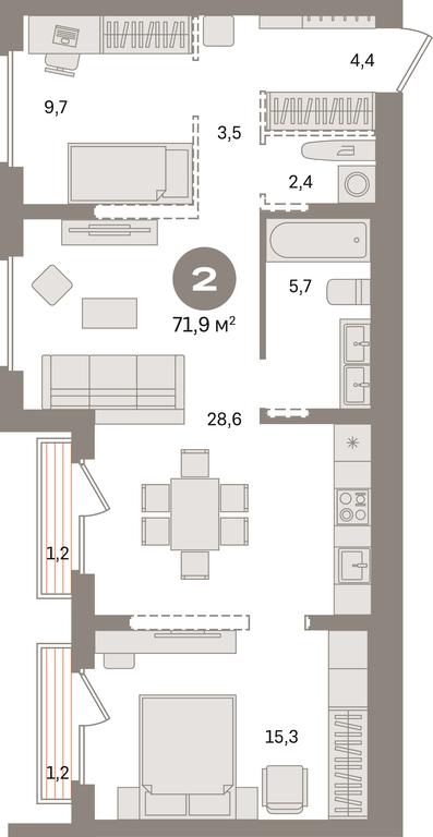 2-BD Apartment Sale, 71.9平方米 at Pervy kvartal, Kalinovaya ulitsa, derevnya Sapronovo, Leninskiy City District, Moscow Region, Russia #1 2-BD Apartment Sale, 71.9平方米 at Pervy kvartal, Kalinovaya ulitsa, derevnya Sapronovo, Leninskiy City District, Moscow Region, Russia #1