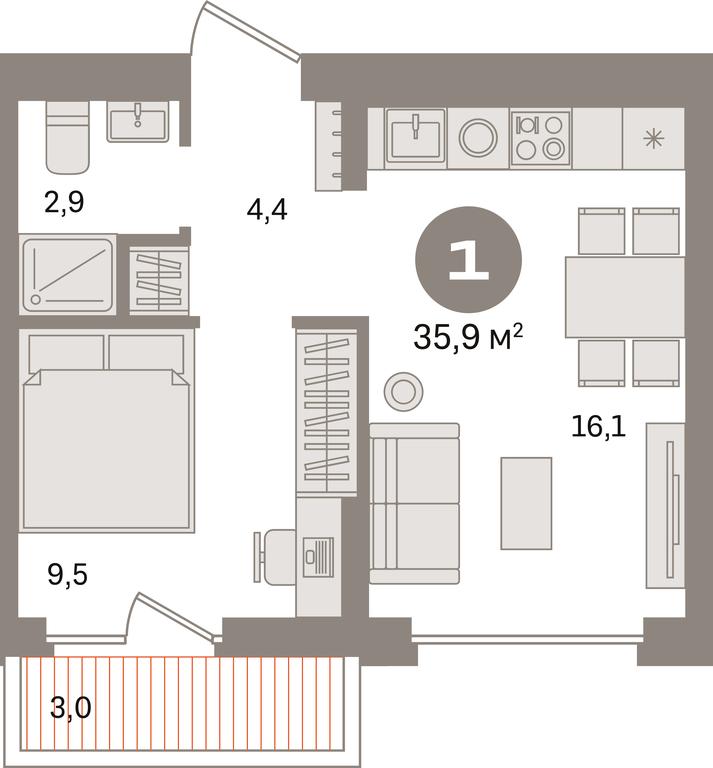 1-BD Apartment Sale, 35.9 sq. m. at Pervy kvartal, Kalinovaya ulitsa, derevnya Sapronovo, Leninskiy City District, Moscow Region, Russia #1 1-BD Apartment Sale, 35.9 sq. m. at Pervy kvartal, Kalinovaya ulitsa, derevnya Sapronovo, Leninskiy City District, Moscow Region, Russia #1