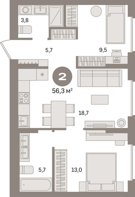 2-BD Apartment Sale, 56.3 sq. m. at Pervy kvartal, Kalinovaya ulitsa, derevnya Sapronovo, Leninskiy City District, Moscow Region, Russia #1 2-BD Apartment Sale, 56.3 sq. m. at Pervy kvartal, Kalinovaya ulitsa, derevnya Sapronovo, Leninskiy City District, Moscow Region, Russia #1
