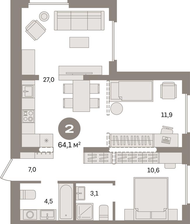 2-BD Apartment Sale, 64.1 sq. m. at Pervy kvartal, Kalinovaya ulitsa, derevnya Sapronovo, Leninskiy City District, Moscow Region, Russia #1 2-BD Apartment Sale, 64.1 sq. m. at Pervy kvartal, Kalinovaya ulitsa, derevnya Sapronovo, Leninskiy City District, Moscow Region, Russia #1