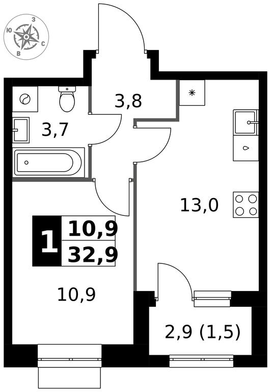 1-BD Apartment Sale, 32.9 sq. m. at 1 Izmajlovskij, Montazhnaya Street, 8с13, Moscow, Russia #1 1-BD Apartment Sale, 32.9 sq. m. at 1 Izmajlovskij, Montazhnaya Street, 8с13, Moscow, Russia #1