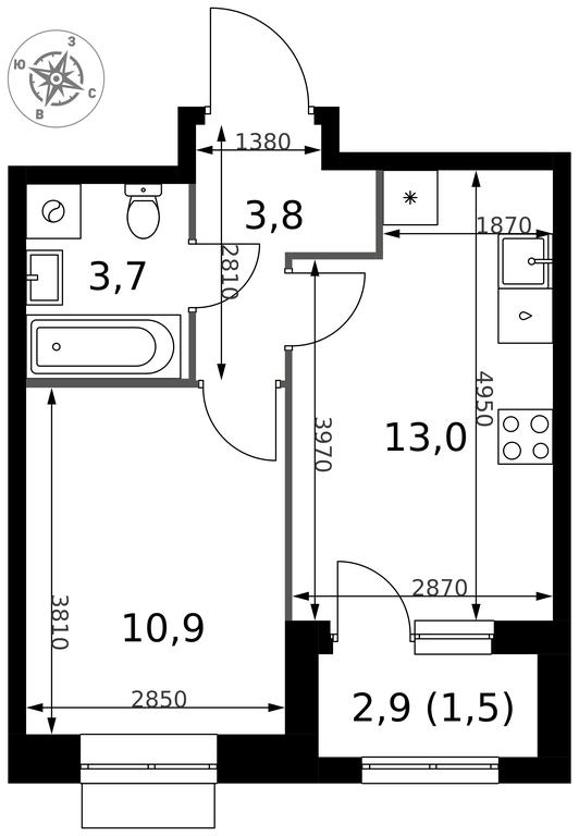 1-BD Apartment Sale, 32.9 sq. m. at 1 Izmajlovskij, Montazhnaya Street, 8с13, Moscow, Russia #2 1-BD Apartment Sale, 32.9 sq. m. at 1 Izmajlovskij, Montazhnaya Street, 8с13, Moscow, Russia #2