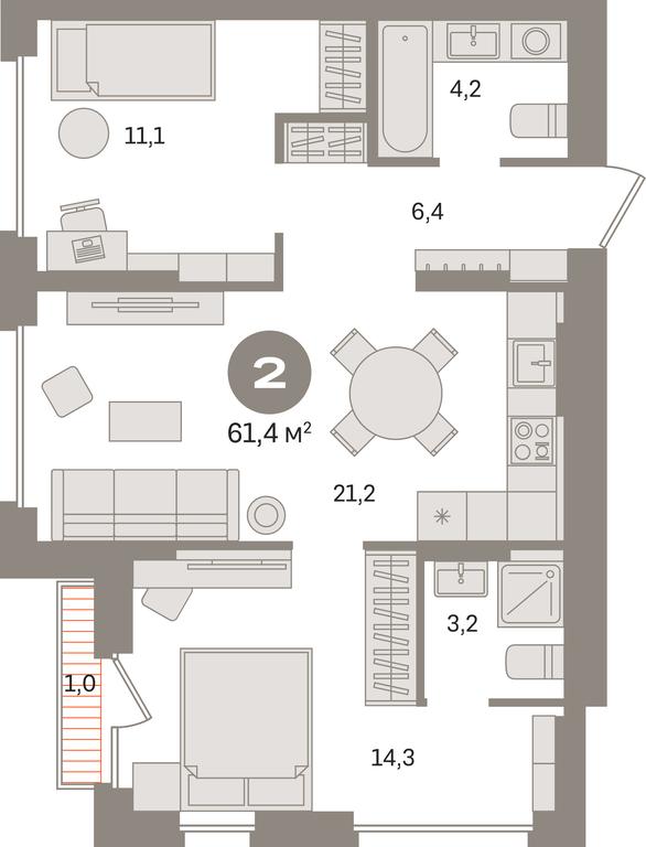 2-BD Apartment Sale, 61.4 sq. m. at Pervy kvartal, Kalinovaya ulitsa, derevnya Sapronovo, Leninskiy City District, Moscow Region, Russia #1 2-BD Apartment Sale, 61.4 sq. m. at Pervy kvartal, Kalinovaya ulitsa, derevnya Sapronovo, Leninskiy City District, Moscow Region, Russia #1