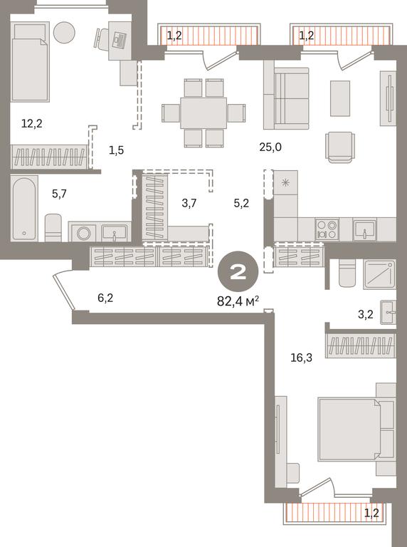 2-BD Apartment Sale, 82.4 sq. m. at Pervy kvartal, Kalinovaya ulitsa, derevnya Sapronovo, Leninskiy City District, Moscow Region, Russia #1