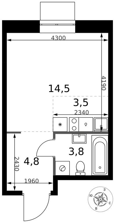Apartment Sale, 26.6 sq. m. at 1 Izmajlovskij, Montazhnaya Street, 8с13, Moscow, Russia #2 Apartment Sale, 26.6 sq. m. at 1 Izmajlovskij, Montazhnaya Street, 8с13, Moscow, Russia #2