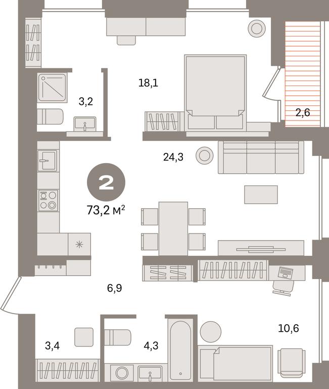 2-BD Apartment Sale, 73.2 sq. m. at Pervy kvartal, Kalinovaya ulitsa, derevnya Sapronovo, Leninskiy City District, Moscow Region, Russia #1 2-BD Apartment Sale, 73.2 sq. m. at Pervy kvartal, Kalinovaya ulitsa, derevnya Sapronovo, Leninskiy City District, Moscow Region, Russia #1