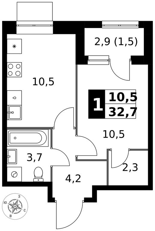 1-BD Apartment Sale, 32.7 sq. m. at 1 Izmajlovskij, Montazhnaya Street, 8с13, Moscow, Russia #1 1-BD Apartment Sale, 32.7 sq. m. at 1 Izmajlovskij, Montazhnaya Street, 8с13, Moscow, Russia #1