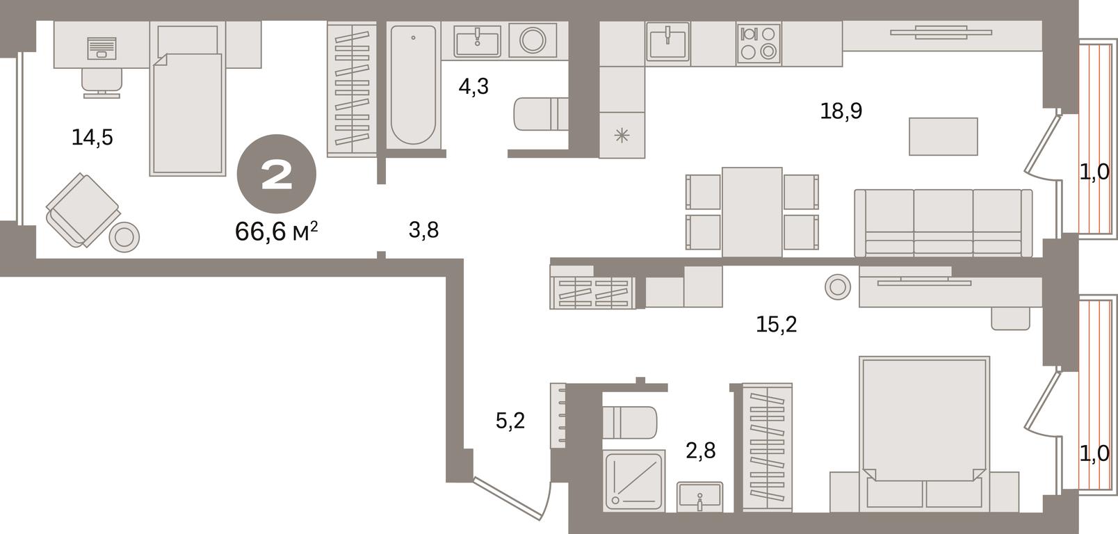 2-BD Apartment Sale, 66.6 sq. m. at Pervy kvartal, Kalinovaya ulitsa, derevnya Sapronovo, Leninskiy City District, Moscow Region, Russia #1 2-BD Apartment Sale, 66.6 sq. m. at Pervy kvartal, Kalinovaya ulitsa, derevnya Sapronovo, Leninskiy City District, Moscow Region, Russia #1