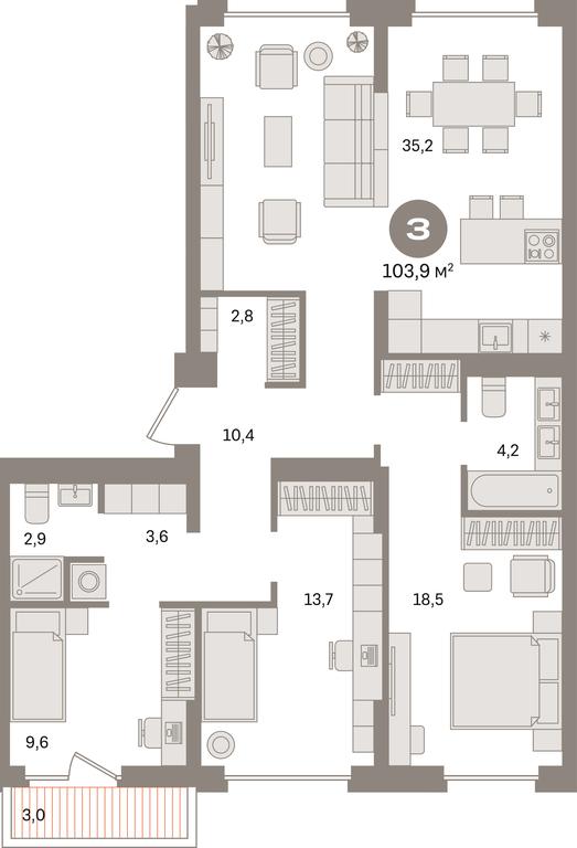 3-BD Apartment Sale, 103.9 sq. m. at Pervy kvartal, Kalinovaya ulitsa, derevnya Sapronovo, Leninskiy City District, Moscow Region, Russia #1 3-BD Apartment Sale, 103.9 sq. m. at Pervy kvartal, Kalinovaya ulitsa, derevnya Sapronovo, Leninskiy City District, Moscow Region, Russia #1