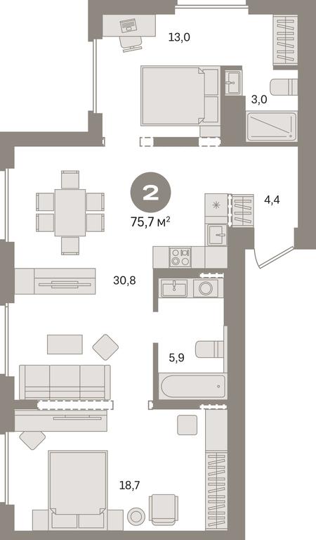 2-BD Apartment Sale, 75.7 sq. m. at Pervy kvartal, Kalinovaya ulitsa, derevnya Sapronovo, Leninskiy City District, Moscow Region, Russia #1 2-BD Apartment Sale, 75.7 sq. m. at Pervy kvartal, Kalinovaya ulitsa, derevnya Sapronovo, Leninskiy City District, Moscow Region, Russia #1