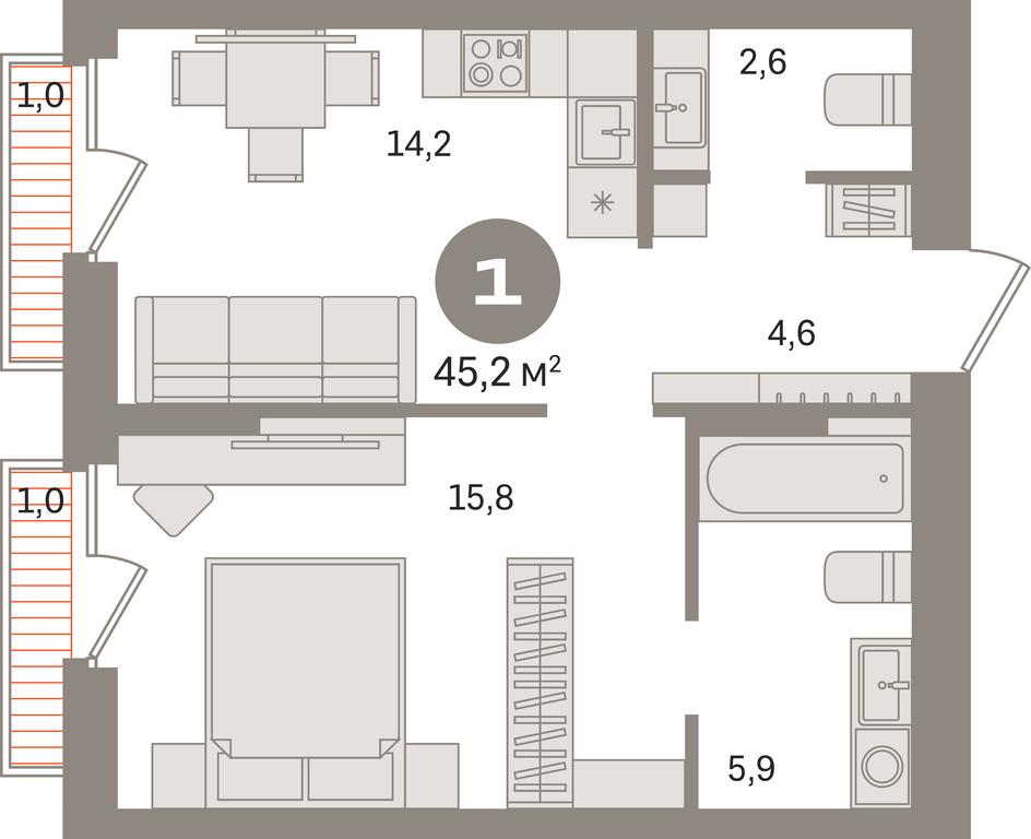 1-BD Apartment Sale, 45.2 sq. m. at Pervy kvartal, Kalinovaya ulitsa, derevnya Sapronovo, Leninskiy City District, Moscow Region, Russia #1 1-BD Apartment Sale, 45.2 sq. m. at Pervy kvartal, Kalinovaya ulitsa, derevnya Sapronovo, Leninskiy City District, Moscow Region, Russia #1