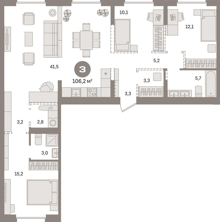 3-BD Apartment Sale, 106.2 sq. m. at Pervy kvartal, Kalinovaya ulitsa, derevnya Sapronovo, Leninskiy City District, Moscow Region, Russia #1 3-BD Apartment Sale, 106.2 sq. m. at Pervy kvartal, Kalinovaya ulitsa, derevnya Sapronovo, Leninskiy City District, Moscow Region, Russia #1