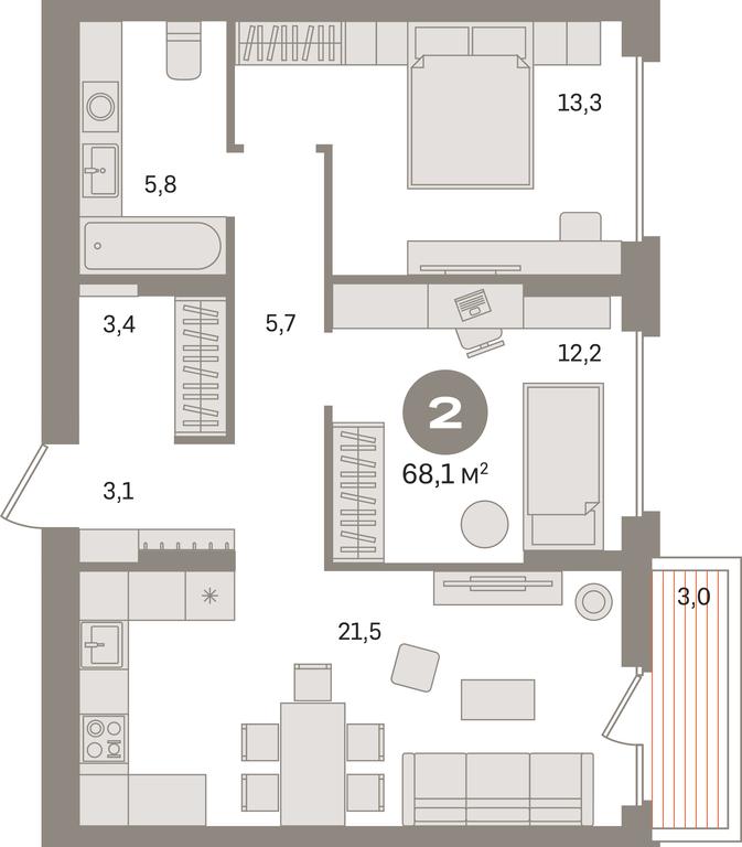 2-BD Apartment Sale, 68.1平方米 at Pervy kvartal, Kalinovaya ulitsa, derevnya Sapronovo, Leninskiy City District, Moscow Region, Russia #1 2-BD Apartment Sale, 68.1平方米 at Pervy kvartal, Kalinovaya ulitsa, derevnya Sapronovo, Leninskiy City District, Moscow Region, Russia #1