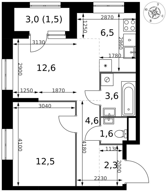 2-BD Apartment Sale, 45.2 sq. m. at 1 Izmajlovskij, Montazhnaya Street, 8с13, Moscow, Russia #2