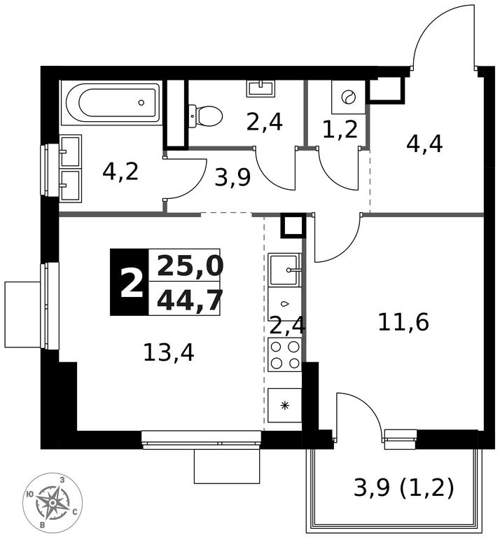 2-BD Apartment Sale, 44.7 sq. m. at 1 Izmajlovskij, Montazhnaya Street, 8с13, Moscow, Russia #1 2-BD Apartment Sale, 44.7 sq. m. at 1 Izmajlovskij, Montazhnaya Street, 8с13, Moscow, Russia #1