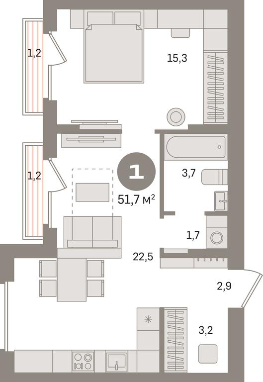 1-BD Apartment Sale, 51.7 sq. m. at Pervy kvartal, Kalinovaya ulitsa, derevnya Sapronovo, Leninskiy City District, Moscow Region, Russia #1 1-BD Apartment Sale, 51.7 sq. m. at Pervy kvartal, Kalinovaya ulitsa, derevnya Sapronovo, Leninskiy City District, Moscow Region, Russia #1
