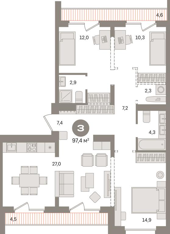 3-BD Apartment Sale, 97.4 sq. m. at Pervy kvartal, Kalinovaya ulitsa, derevnya Sapronovo, Leninskiy City District, Moscow Region, Russia #1 3-BD Apartment Sale, 97.4 sq. m. at Pervy kvartal, Kalinovaya ulitsa, derevnya Sapronovo, Leninskiy City District, Moscow Region, Russia #1