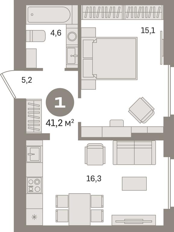 1-BD Apartment Sale, 41.2 sq. m. at Pervy kvartal, Kalinovaya ulitsa, derevnya Sapronovo, Leninskiy City District, Moscow Region, Russia #1 1-BD Apartment Sale, 41.2 sq. m. at Pervy kvartal, Kalinovaya ulitsa, derevnya Sapronovo, Leninskiy City District, Moscow Region, Russia #1