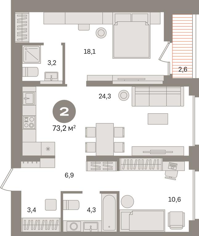 2-BD Apartment Sale, 73.2平方米 at Pervy kvartal, Kalinovaya ulitsa, derevnya Sapronovo, Leninskiy City District, Moscow Region, Russia #1 2-BD Apartment Sale, 73.2平方米 at Pervy kvartal, Kalinovaya ulitsa, derevnya Sapronovo, Leninskiy City District, Moscow Region, Russia #1