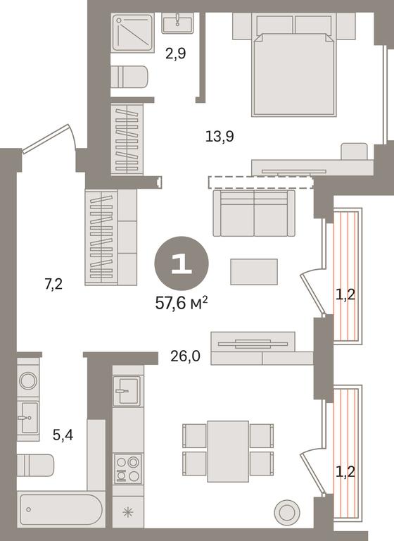 1-BD Apartment Sale, 57.6平方米 at Pervy kvartal, Kalinovaya ulitsa, derevnya Sapronovo, Leninskiy City District, Moscow Region, Russia #1 1-BD Apartment Sale, 57.6平方米 at Pervy kvartal, Kalinovaya ulitsa, derevnya Sapronovo, Leninskiy City District, Moscow Region, Russia #1