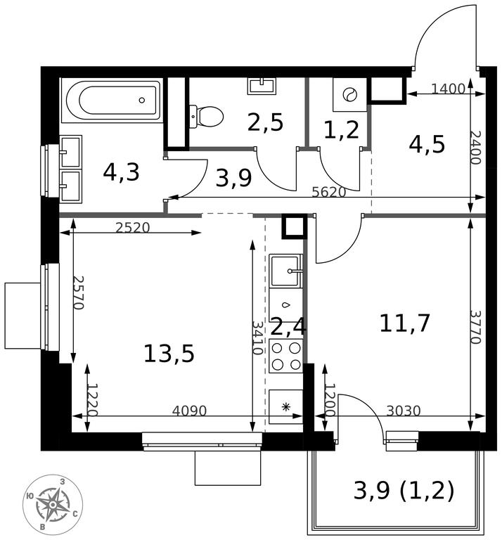 2-BD Apartment Sale, 45.2 sq. m. at 1 Izmajlovskij, Montazhnaya Street, 8с13, Moscow, Russia #2