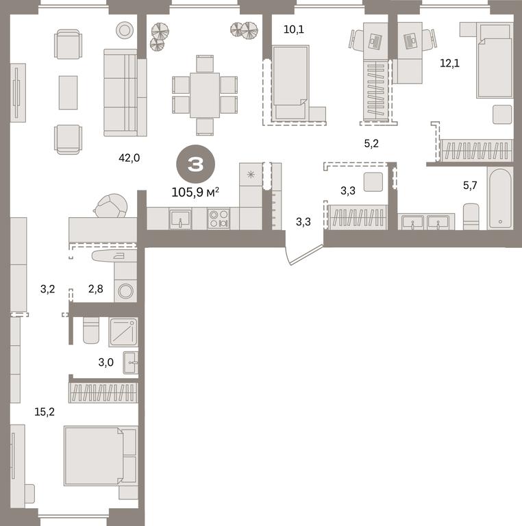 3-BD Apartment Sale, 105.9 sq. m. at Pervy kvartal, Kalinovaya ulitsa, derevnya Sapronovo, Leninskiy City District, Moscow Region, Russia #1 3-BD Apartment Sale, 105.9 sq. m. at Pervy kvartal, Kalinovaya ulitsa, derevnya Sapronovo, Leninskiy City District, Moscow Region, Russia #1