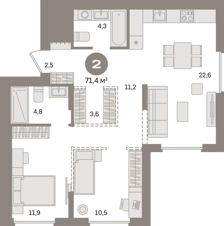 2-BD Apartment Sale, 71.4 sq. m. at Pervy kvartal, Kalinovaya ulitsa, derevnya Sapronovo, Leninskiy City District, Moscow Region, Russia #1 2-BD Apartment Sale, 71.4 sq. m. at Pervy kvartal, Kalinovaya ulitsa, derevnya Sapronovo, Leninskiy City District, Moscow Region, Russia #1