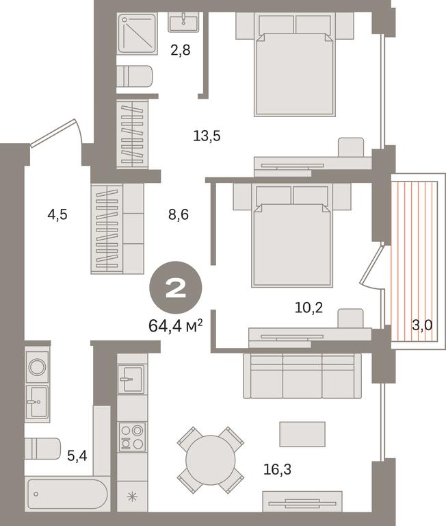 2-BD Apartment Sale, 64.4 sq. m. at Pervy kvartal, Kalinovaya ulitsa, derevnya Sapronovo, Leninskiy City District, Moscow Region, Russia #1 2-BD Apartment Sale, 64.4 sq. m. at Pervy kvartal, Kalinovaya ulitsa, derevnya Sapronovo, Leninskiy City District, Moscow Region, Russia #1